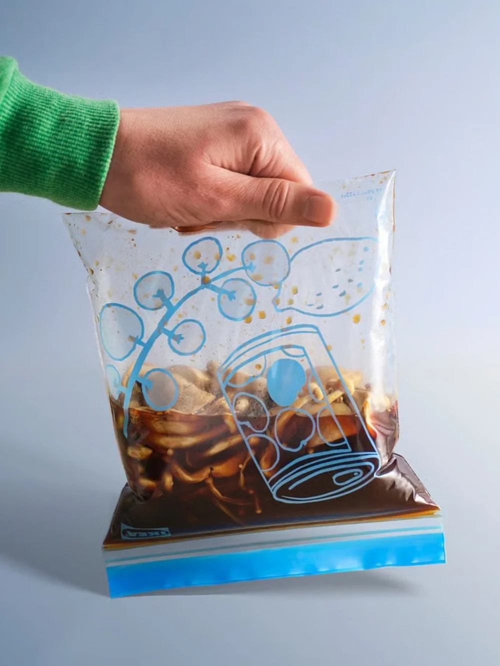 ISTAD Resealable Food Storage Bags - Blue & Red Patterned (100 Pack)